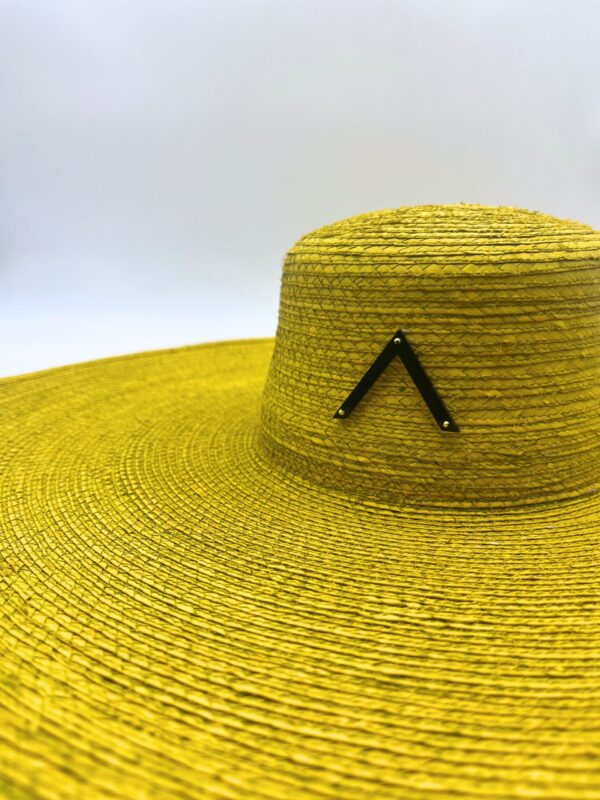 SOMBRERO DE PALMA AMARILLO IMAGO NEGRO - Imagen 2