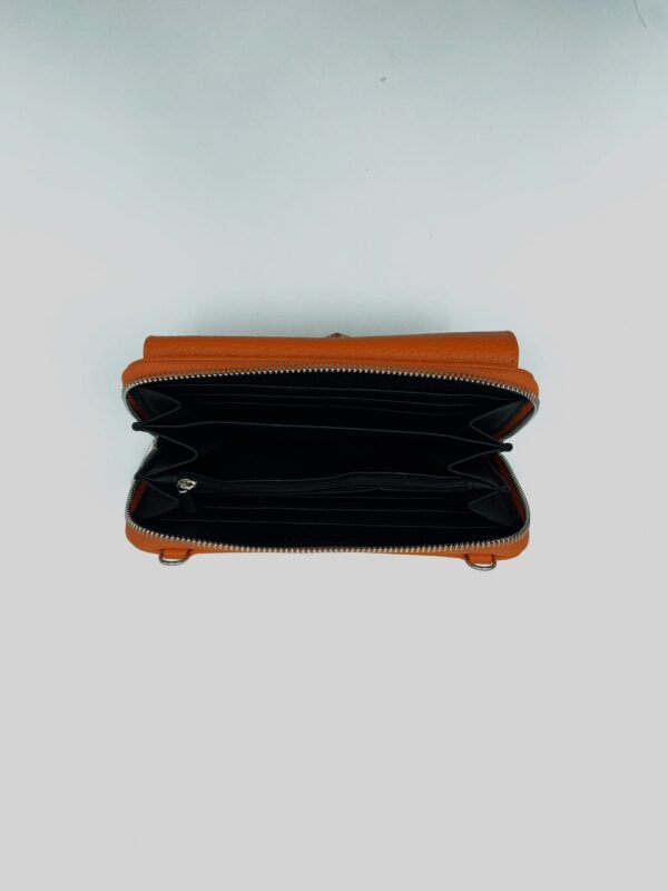 CARTERA BOLSILLO MÓVIL PIEL NARANJA IMAGO DORADO - Imagen 3