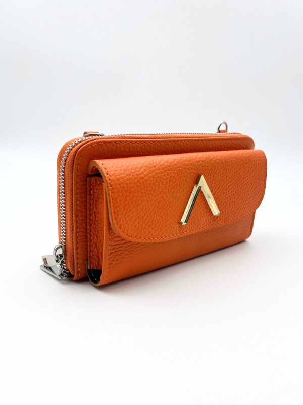 CARTERA BOLSILLO MÓVIL PIEL NARANJA IMAGO DORADO - Imagen 5