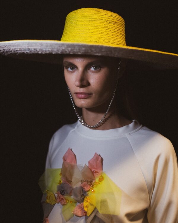 SOMBRERO DE PALMA AMARILLO IMAGO NEGRO - Imagen 3